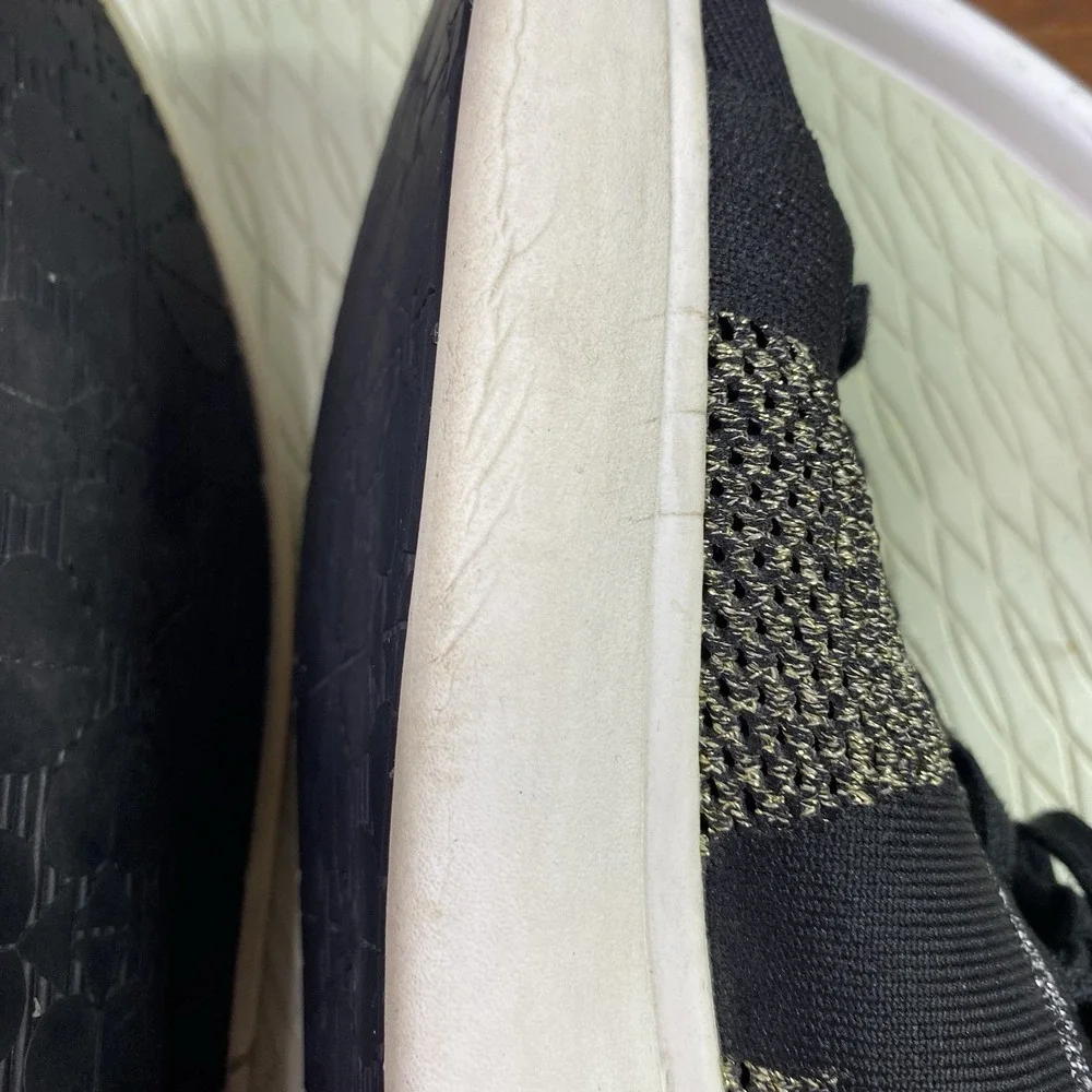 Kate Spade New York Womens‎ Black/Gold/Silver Knit Sneakers Sky Tennis Shoes 10B
